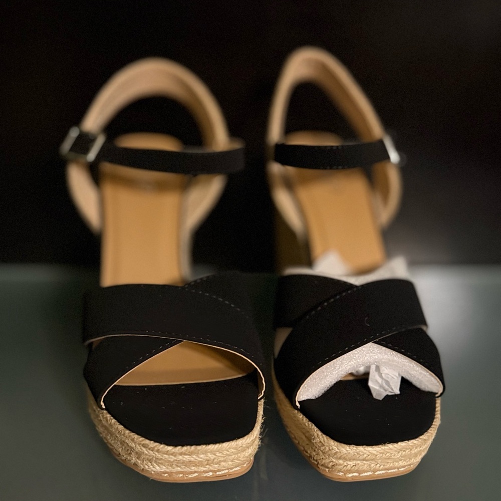 Black Wedge Sandals